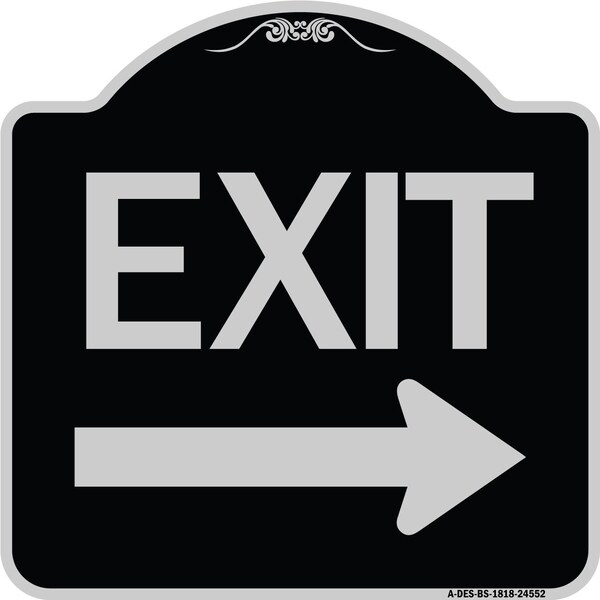 Signmission Exit with Right Arrow Heavy-Gauge Aluminum Architectural Sign, 18" H, 18" L, BS-1818-24552 A-DES-BS-1818-24552 - main